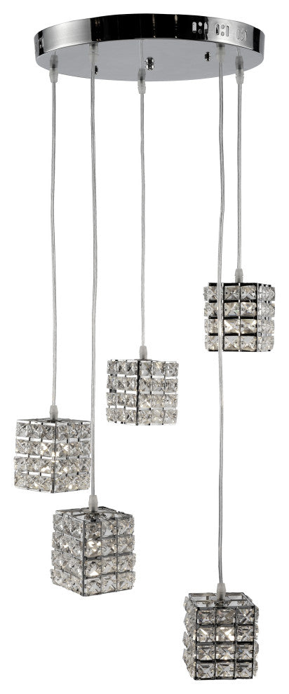 Artistry Lighting, LED Square Crystal Pendant 5-Light