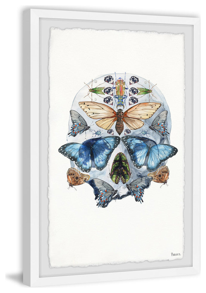 "Half Butterfly Skull" Framed Painting Print, 24"x36"