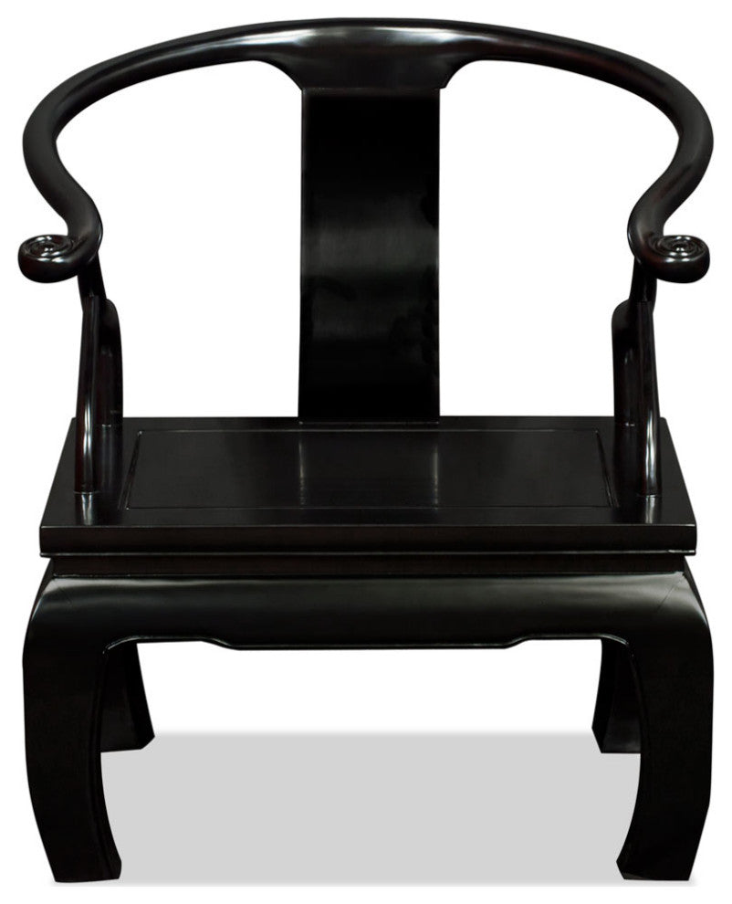 Black Elmwood Chow Leg Chinese Monk Chair