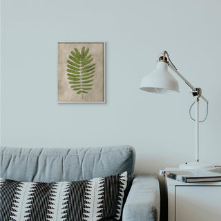 Plant Drawing Parchment Green Design, 11"x14", Gray Frame