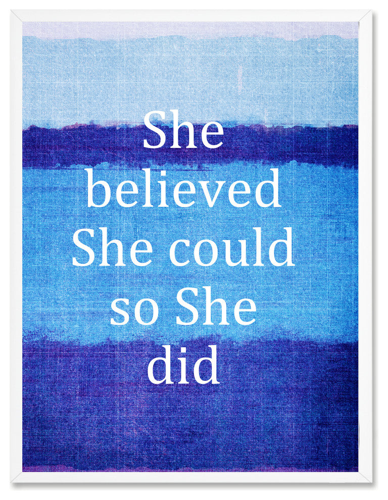 She Believed She Could So She Did Inspirational, Canvas, Picture Frame, 28"X37"