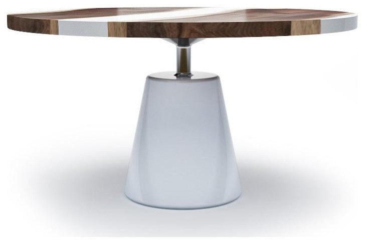 Asolo Walnut Round Table, White, 8 Seater