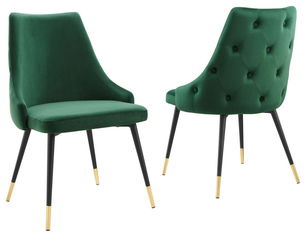 Adorn Dining Side Chair Performance Velvet Set of 2 Green
