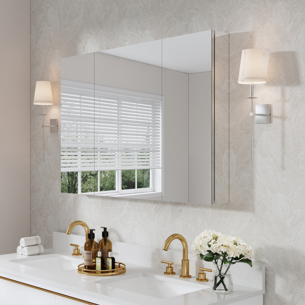 Recessed/Surface Mount Bathroom Medicine Cabinet, Reverse Installation, 44"x30"