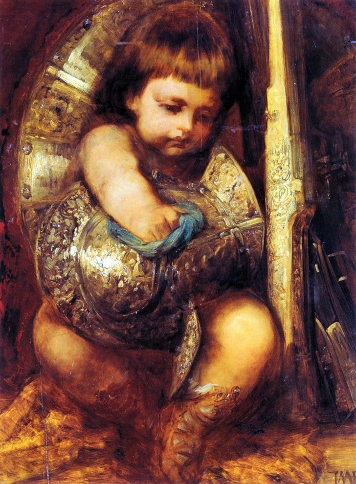 Hans Makart Ein Putto Reinigt die Waffen des Mars Wall Decal Print