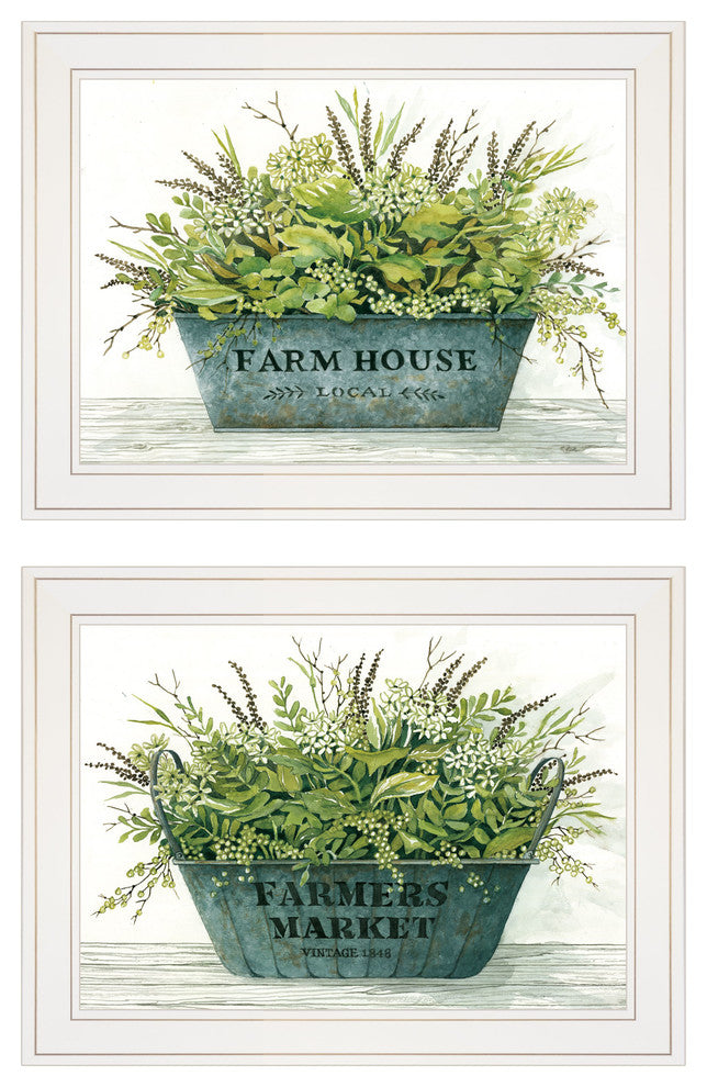 "Farm Market Bouquet" 2-Piece Vignette by Cindy Jacobs, White Frame