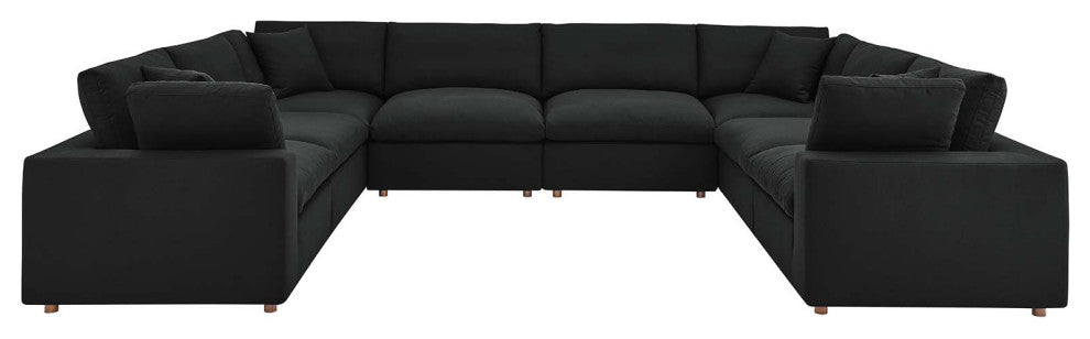 Commix Down Filled Overstuffed 8-Piece Sectional Sofa, Black