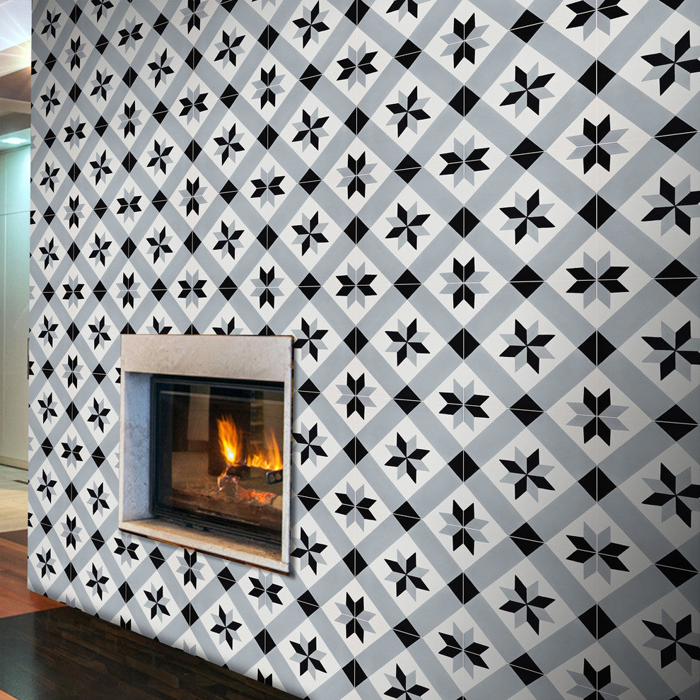 Kotoubia Handmade Cement Tile, Gray/Black, Sample