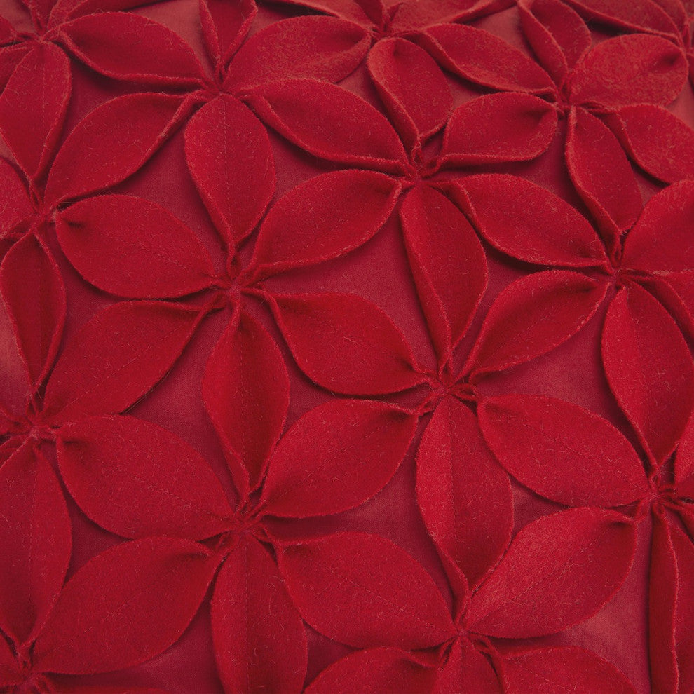 Red Pinwheel Floral Petal Down Throw Pillow