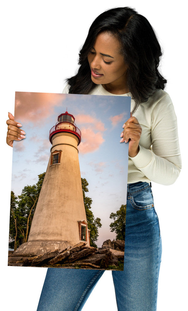 Marblehead Lighthouse at Sunset From the Shore Unframed Wall Art Prints, 12" X 18"