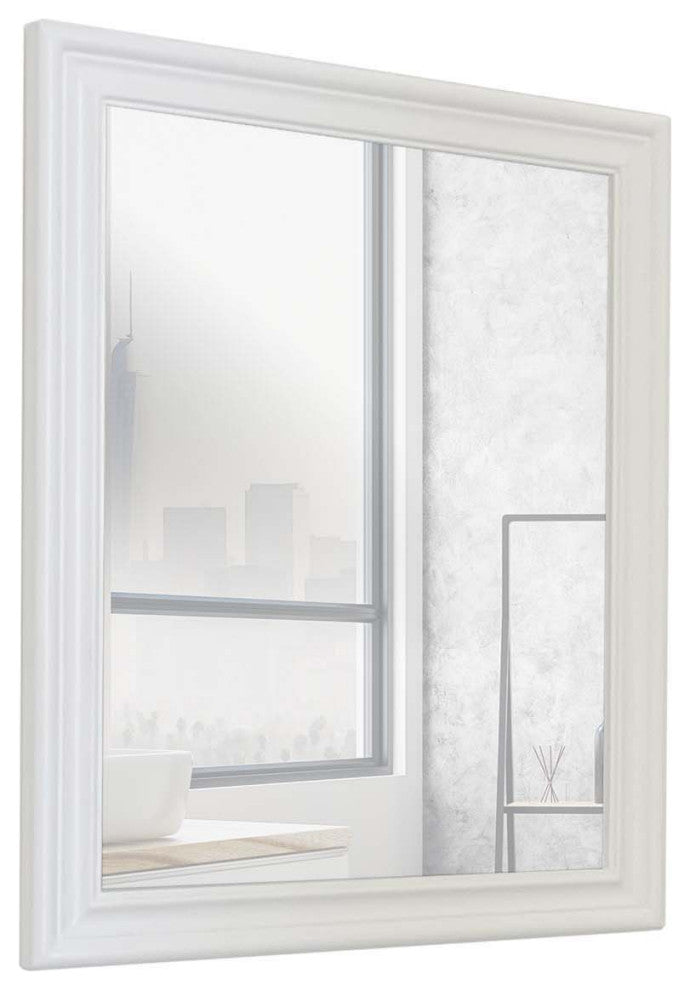 24" Wood Frame Mirror, White