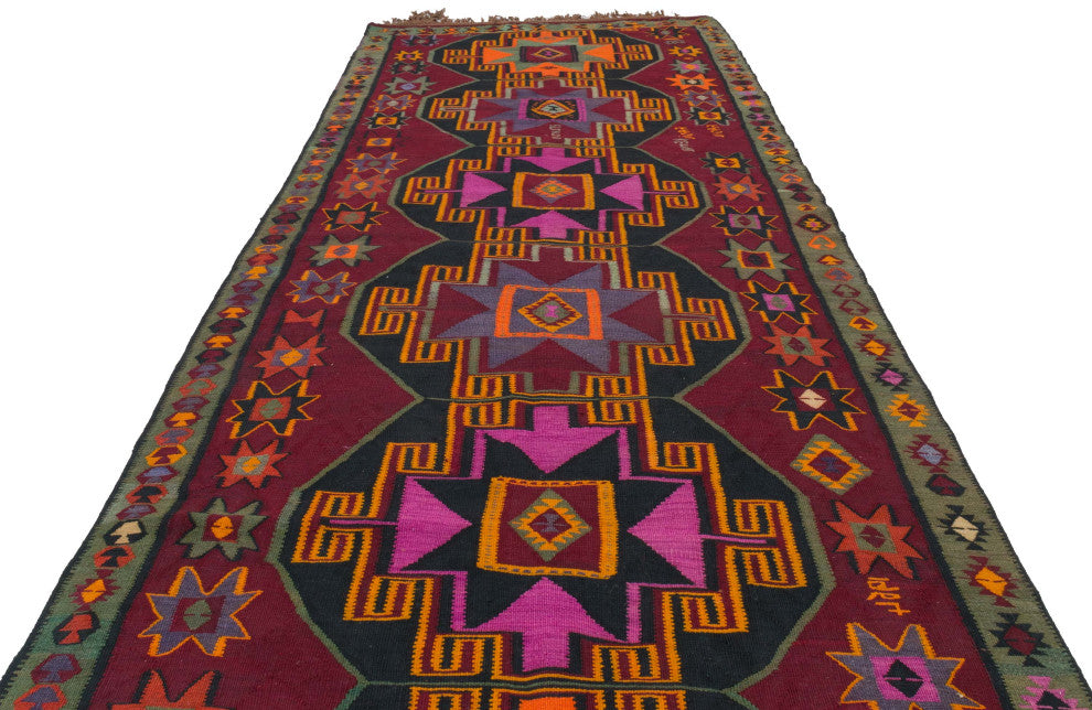 Vintage Kars Kilim Rug 4' 8" x 12' 9", 56 in. x 153 in.