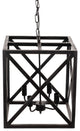 Farmhouse Pendant Lighting, X-Shaped Frame With Candelabra Style Lights, Black