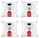 Set of 4 White Eclectic Printed Pillow Covers