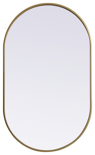 Metal Frame Oval Mirror 24X40 Inch, Brass