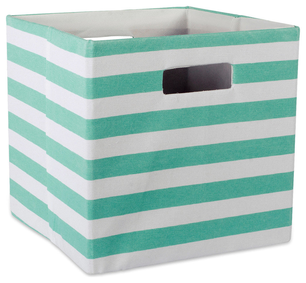 DII Polyester Cube Stripe Aqua Square 11x11x11"