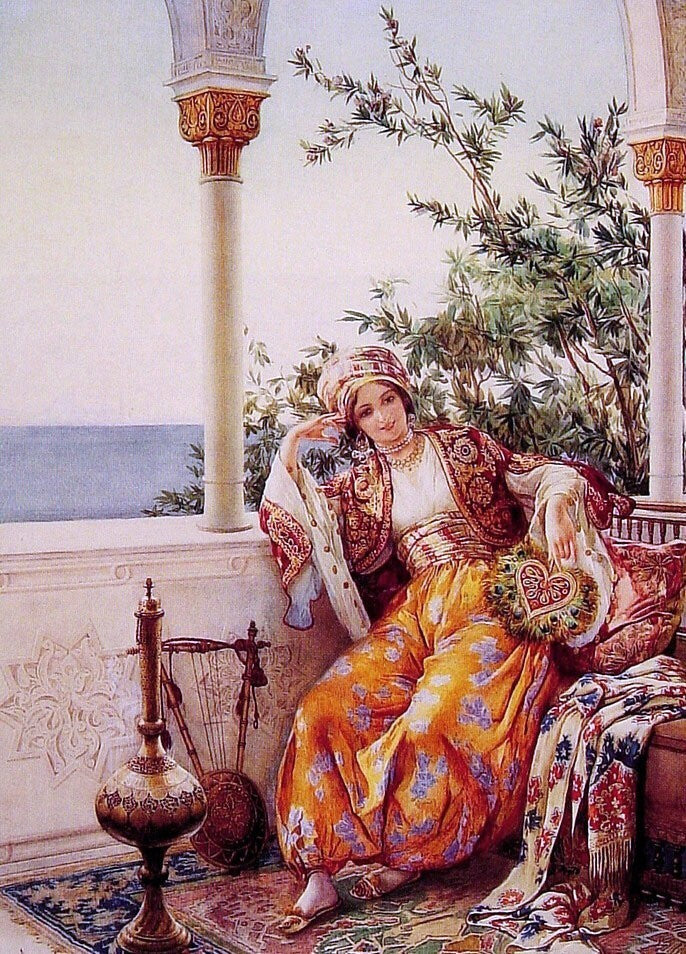 Amedeo Momo Simonetti On the Balcony - 18" x 27" Premium Canvas Print