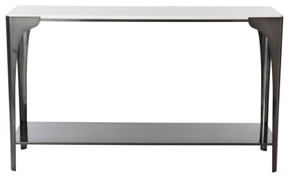 Cove Marble Top Console Table Ink Finish