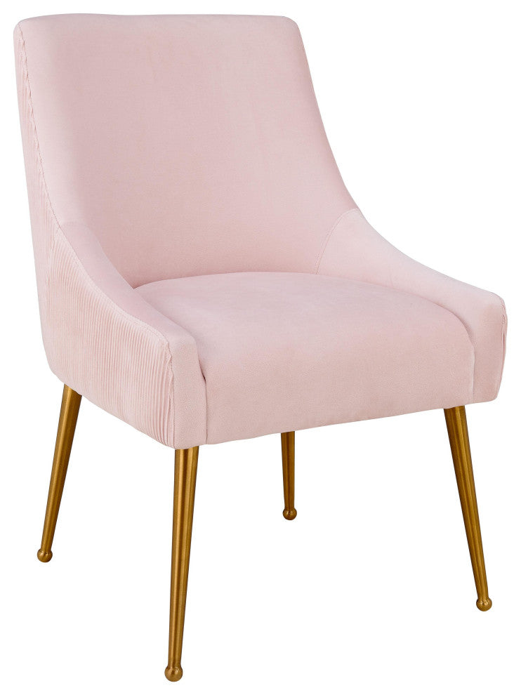 Beatrix Pleated Velvet Side Chair, Blush