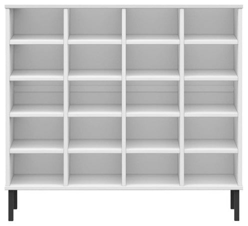 vidaXL Shoe Cabinet Shoe Cubby Shoe Rack with Metal Legs White Solid Pine Wood