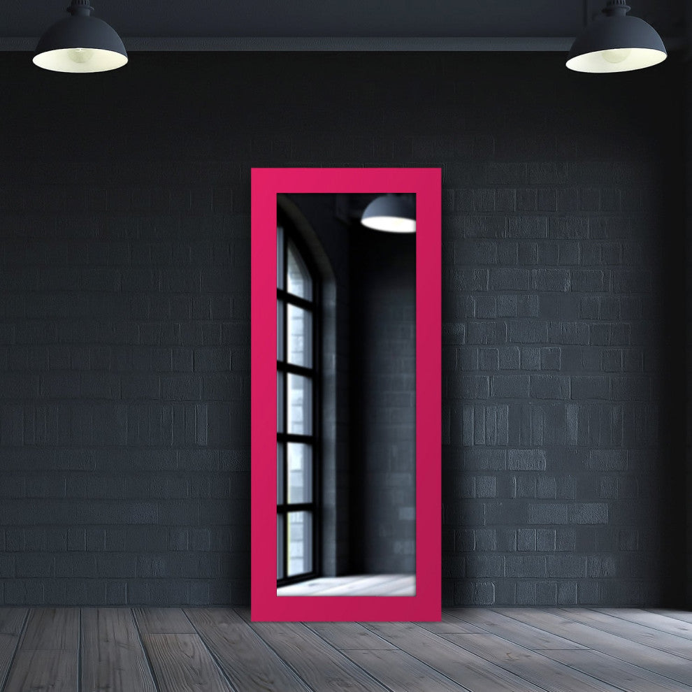72"x30" Pop of Color Wall/Floor Mirror Art, Intense Pink