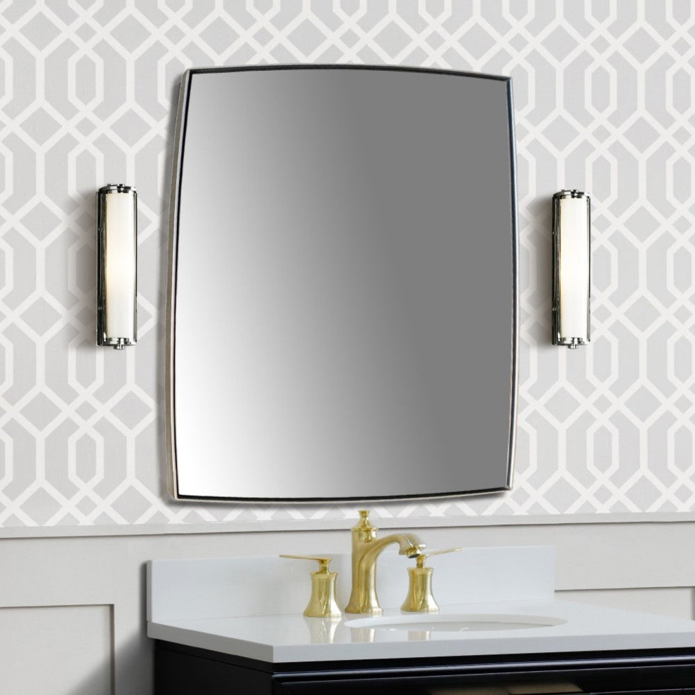 Rectangular Metal Frame Mirror, Brushed Silver