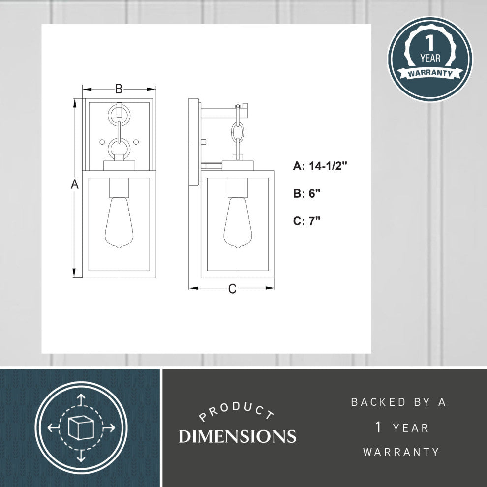 Berkley Metal 1-Light Textured Black Outdoor Wall Lantern Clear Glass