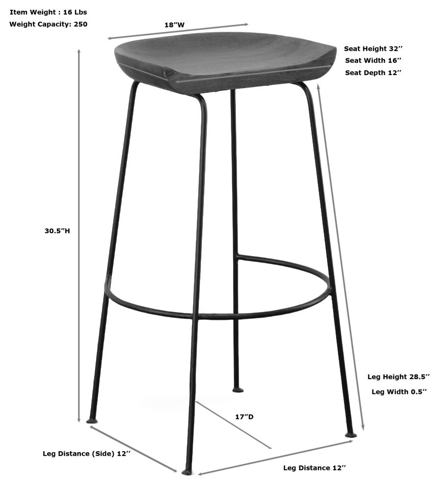 Raja Contoured Stool, Natural Mango/Black