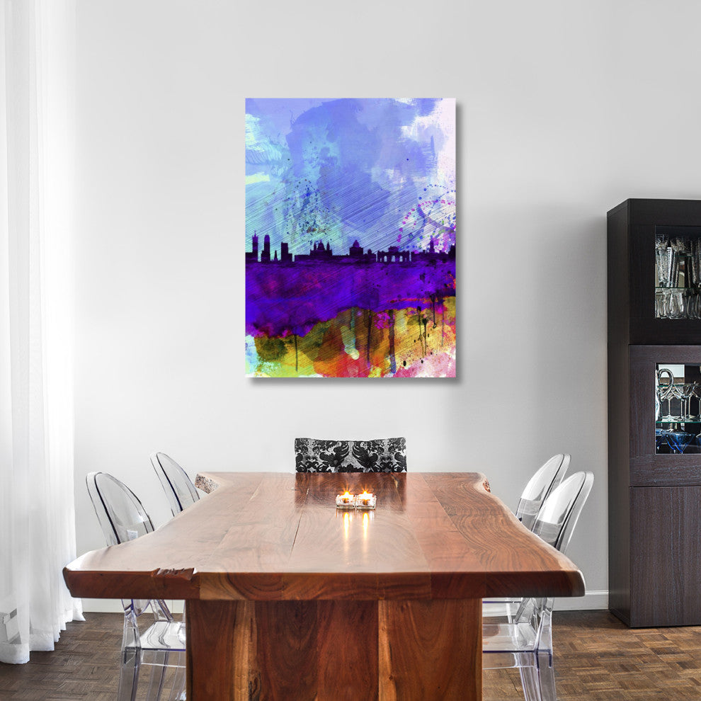 "Madrid Watercolor Skyline" Fine Art Print
