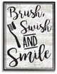 Brush Swish & Smile Black & White Typography Framed Giclee Art, 16"x20"