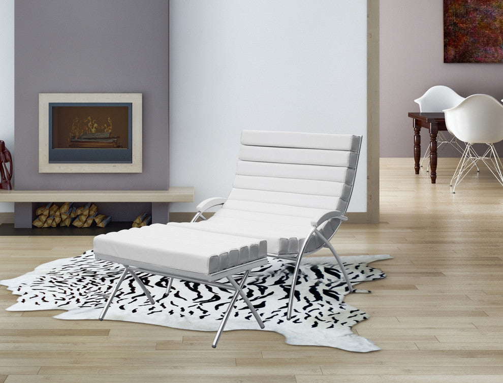 Modern Classics Classic Chair and Ottoman, White