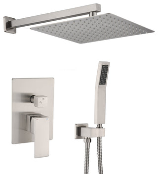 10"Wall Mounted Rainfall Shower System, Brushed Nickel