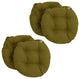16" Polyester Solid Outdoor Round Tufted Chair Cushions, Set of 4, Avocado