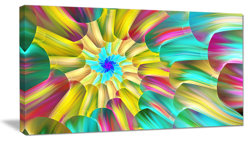 Multi Color Stained Glass Spirals, Floral Canvas Art Print, 32"x16"