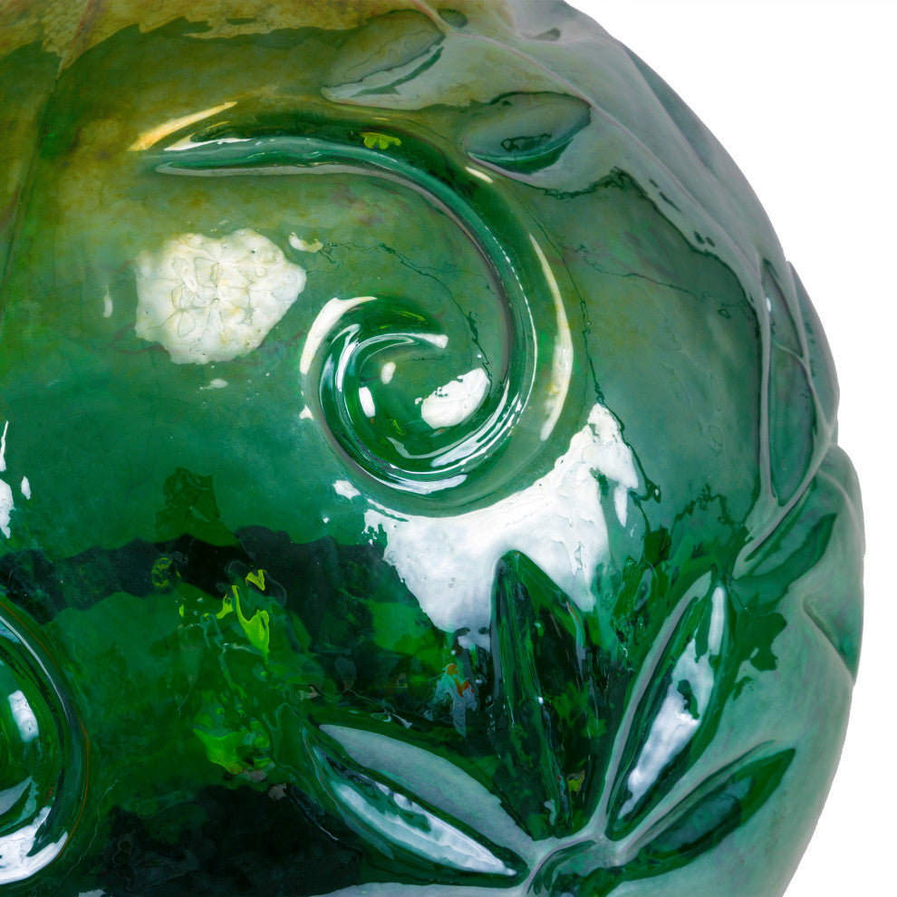 Alpine Green Glass Globe Decor With LED Light, 13" Tall