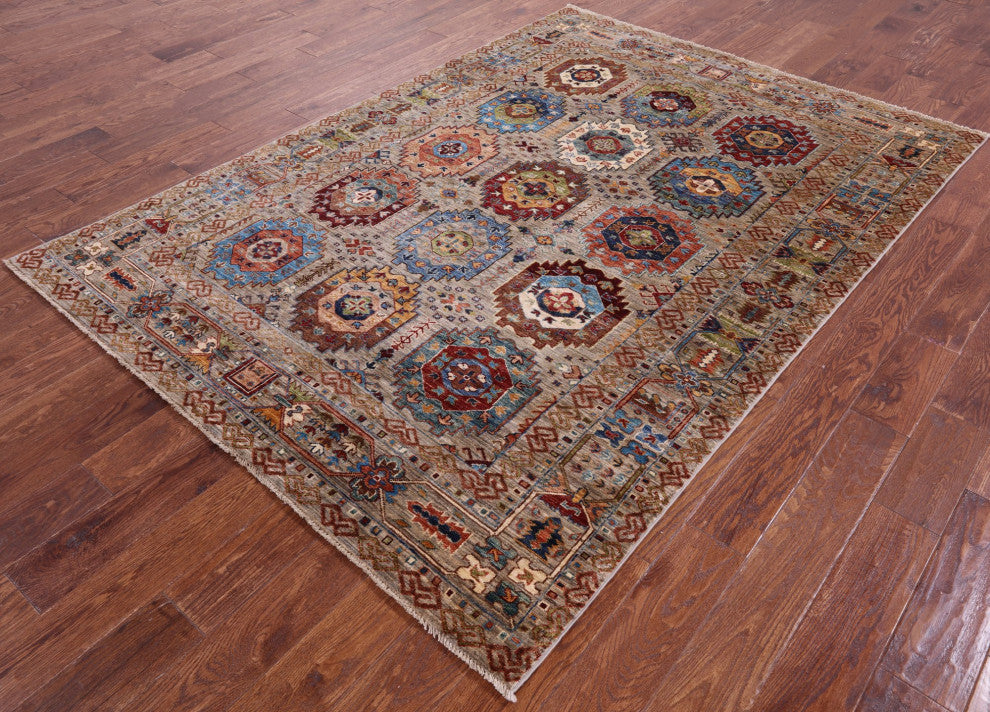 5' 7" X 7' 11" Fine Turkmen Handmade Wool Rug - Q12521