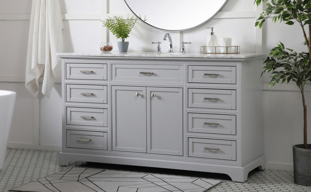 Amber Single Bathroom Vanity, Blue, Grey, 60"