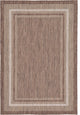 Unique Loom Brown Soft Border Outdoor 4' 0 x 6' 0 Area Rug