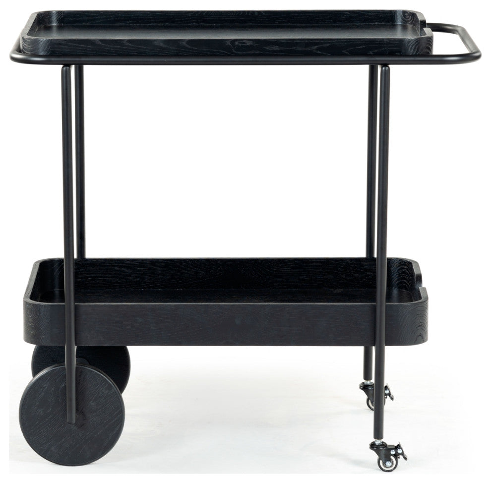 Safavieh Couture Malek Wood 2 Shelf Bar Cart, Black