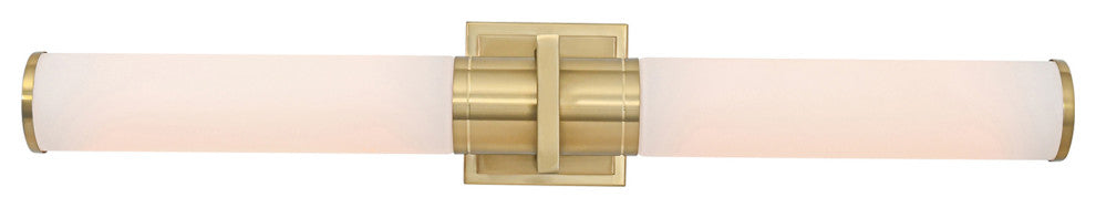 Positano - 2-Light Bathroom Vanity Light - 29"W - Satin Brass - White Glass