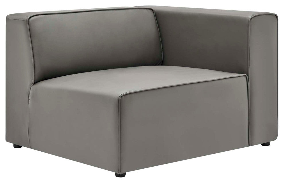 Sectional Sofa Set, Faux Vegan Leather, Gray, Modern, Lounge Hospitality