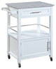 Benzara Granite Inlaid Spacious Wooden Kitchen Cart, White and Gray