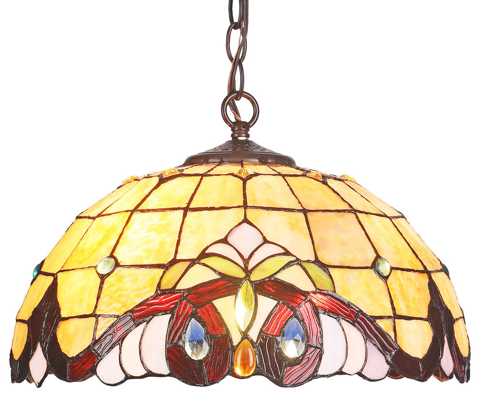 CHLOE-Lighting ANNA Victorian 2-Light Dark Bronze Ceiling Pendant, 16" Wide