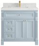 Paris 36" Center Sink Bathroom Vanity, Blue Heather 2" Calacatta Nuvo