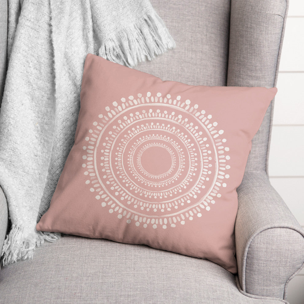 Centered Pink Boho Circle 20x20 Indoor/Outdoor Pillow