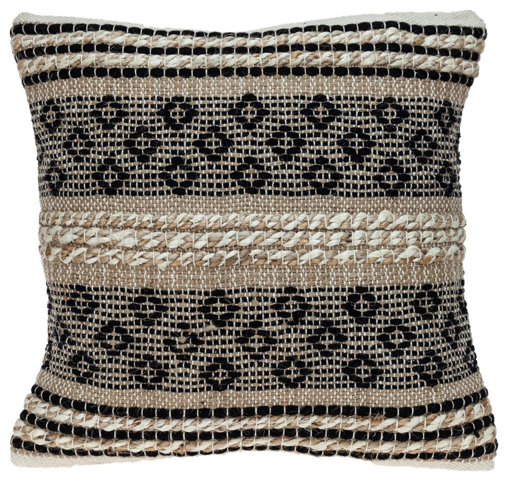Chocolate Brown Jute Throw Pillow