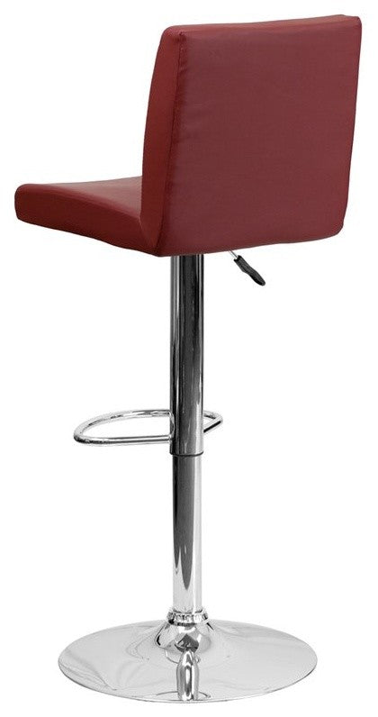 Estella Lori Mid-Back Burgundy Vinyl Swivel Adjustable Barstool