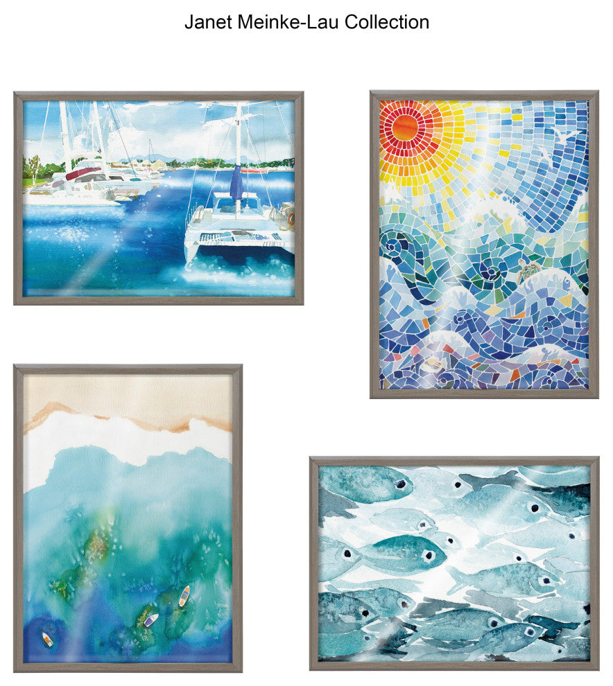 Blake Summer is for Sailing Framed Printed Glass by Janet Meinke-Lau, Gray 18x24