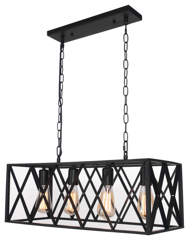 Modern 4-Light Rectangular Chandelier