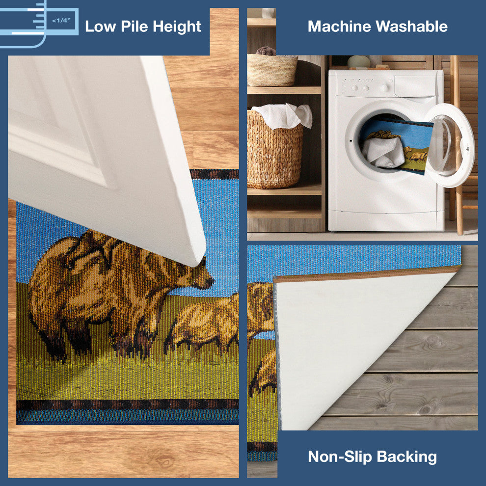 Esencia Bear Family Indoor/Outdoor Mat Brown 2'x2'10"